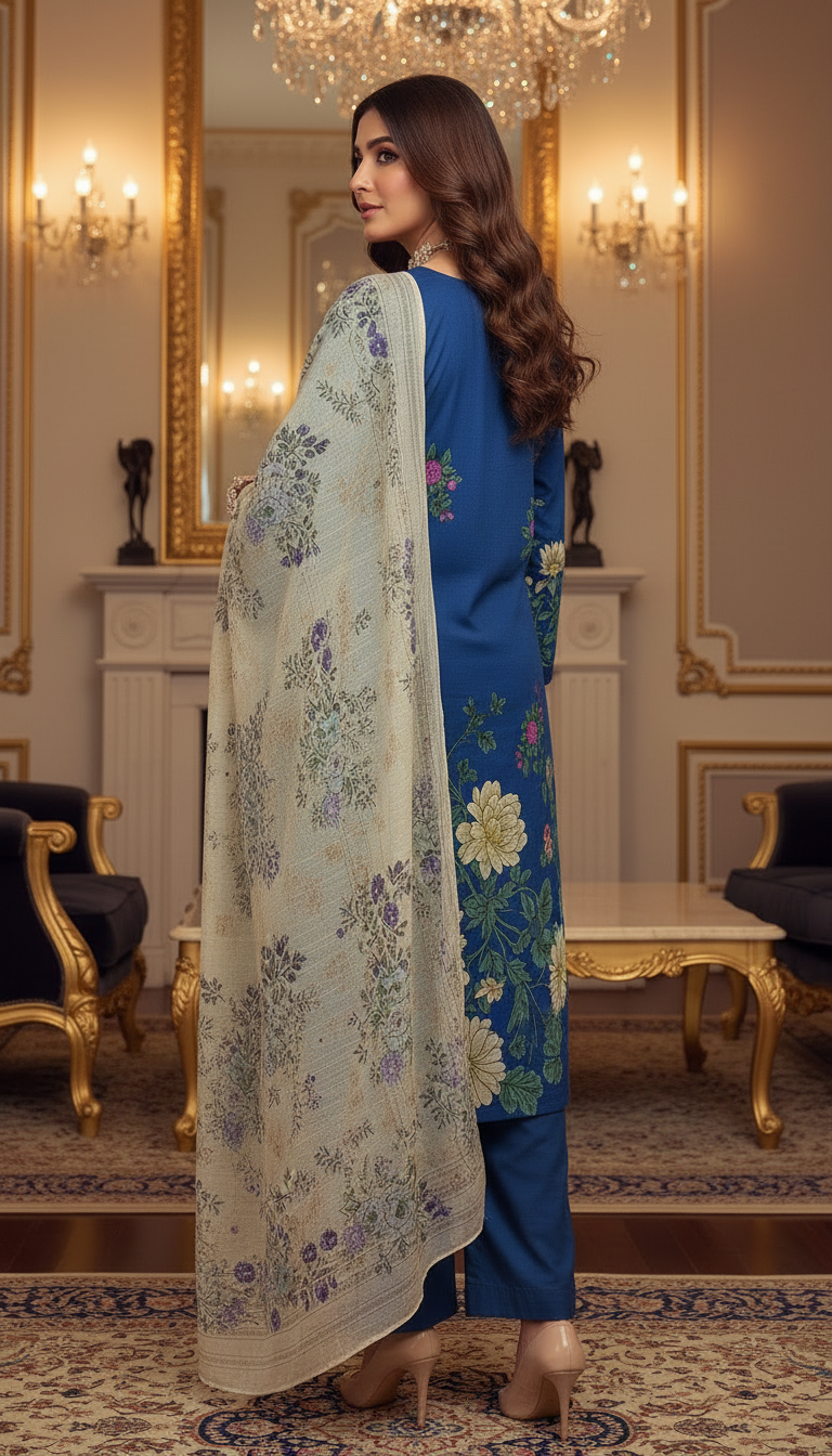 Blue Bahar Ready to Wear 3 Pcs Lawn Dress