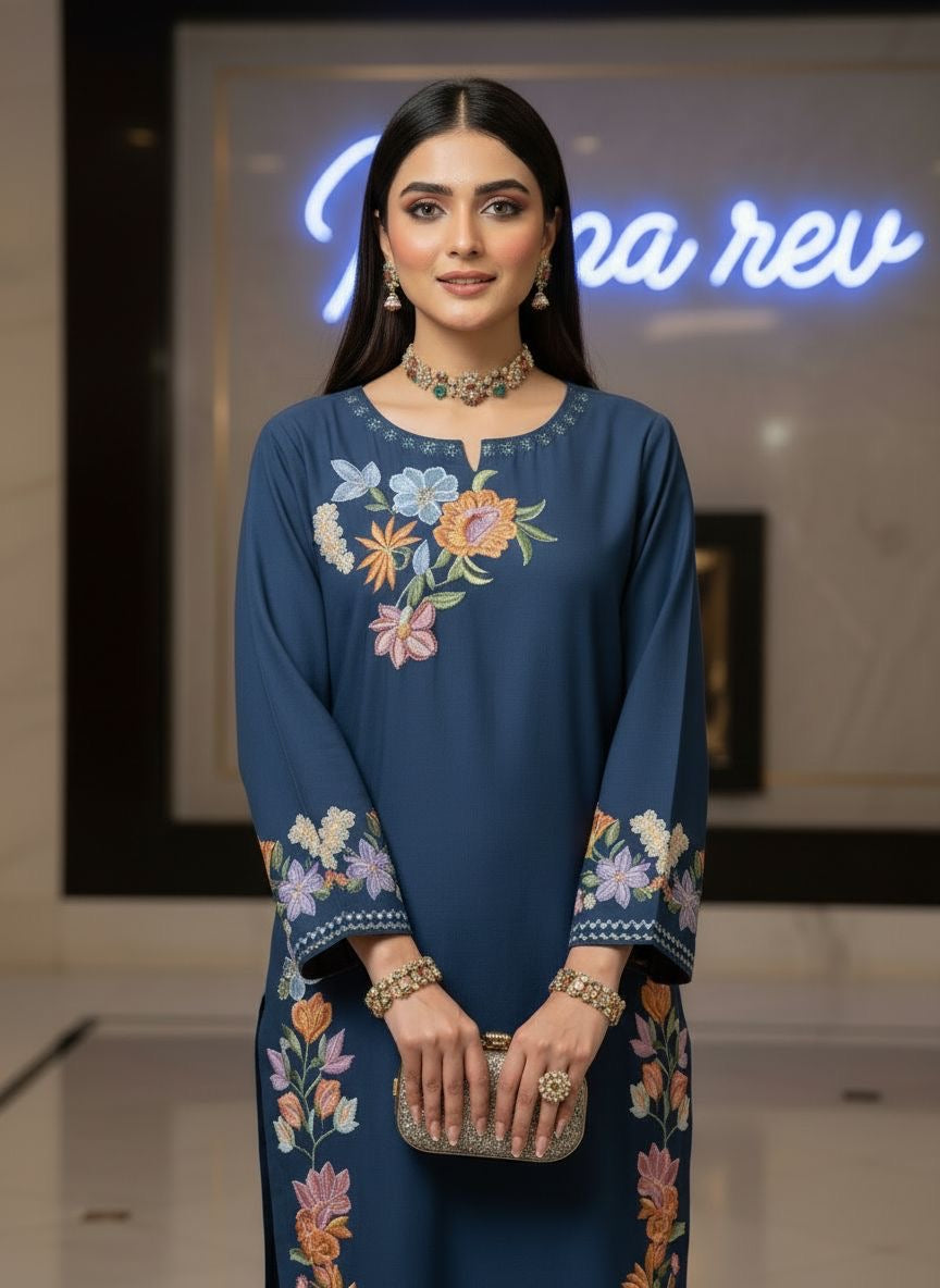 Sabena Teal Ready to Wear 2 Pcs Embroidered Dress