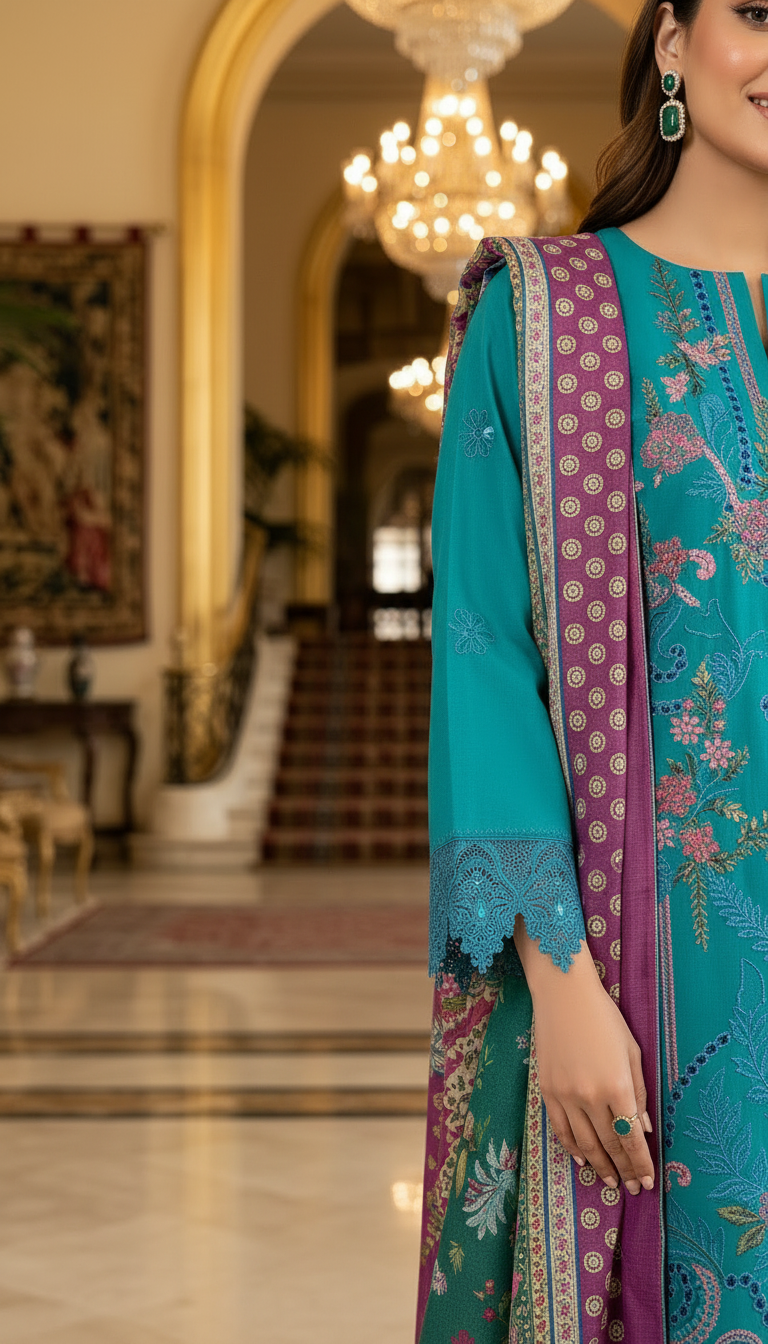 Falak Ferozi chikankari Ready to Wear Embroidered 3 Pcs Dress