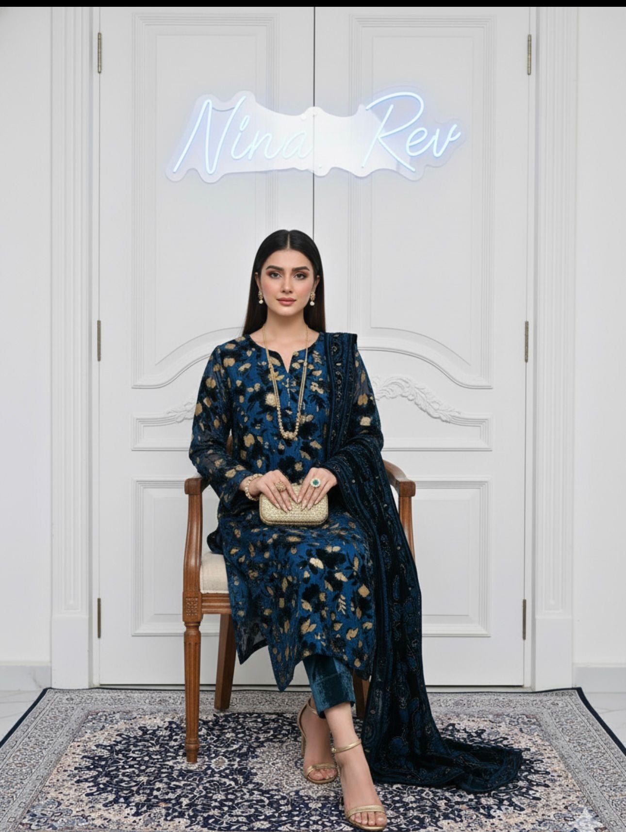 Full Teal Palachi Ready to Wear 3 Pcs Dress