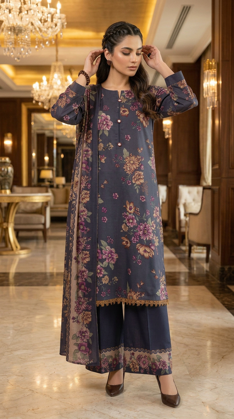 Sham Ready to Wear Marina 3 Pcs Dress with shawl