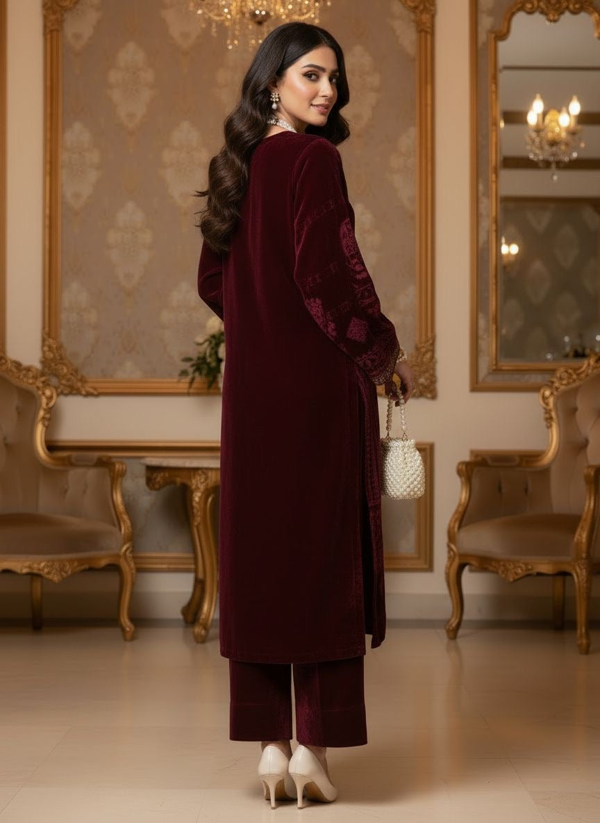 Asima french velvet 2 pcs dress