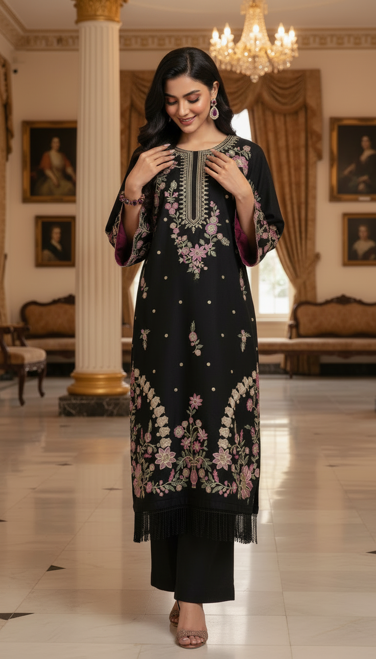 Lamiza Ready to Wear 2 Pcs Embroidered Kaftan Dress