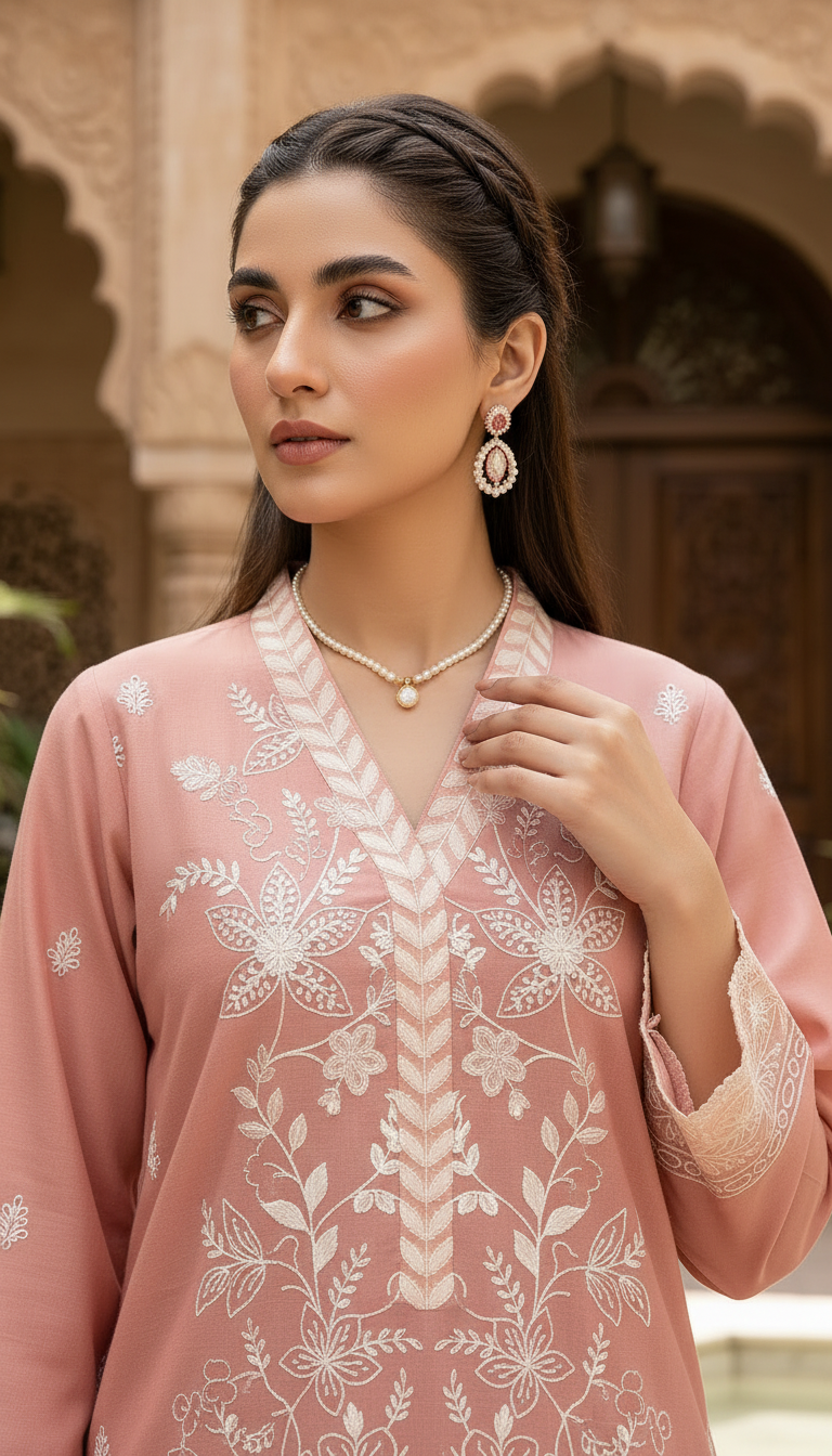 Hani Coral Kaftan ready to wear 2 Pcs Dress