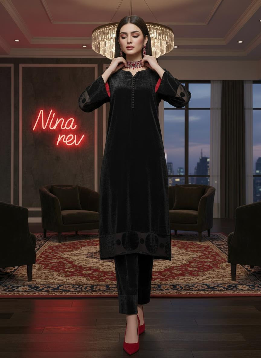 Virsa Black Velvet co ord Set
