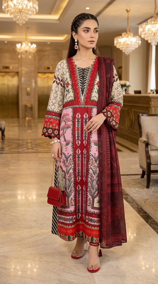 Ashal Ready to Wear 3 Pcs pure Viscose Dresa