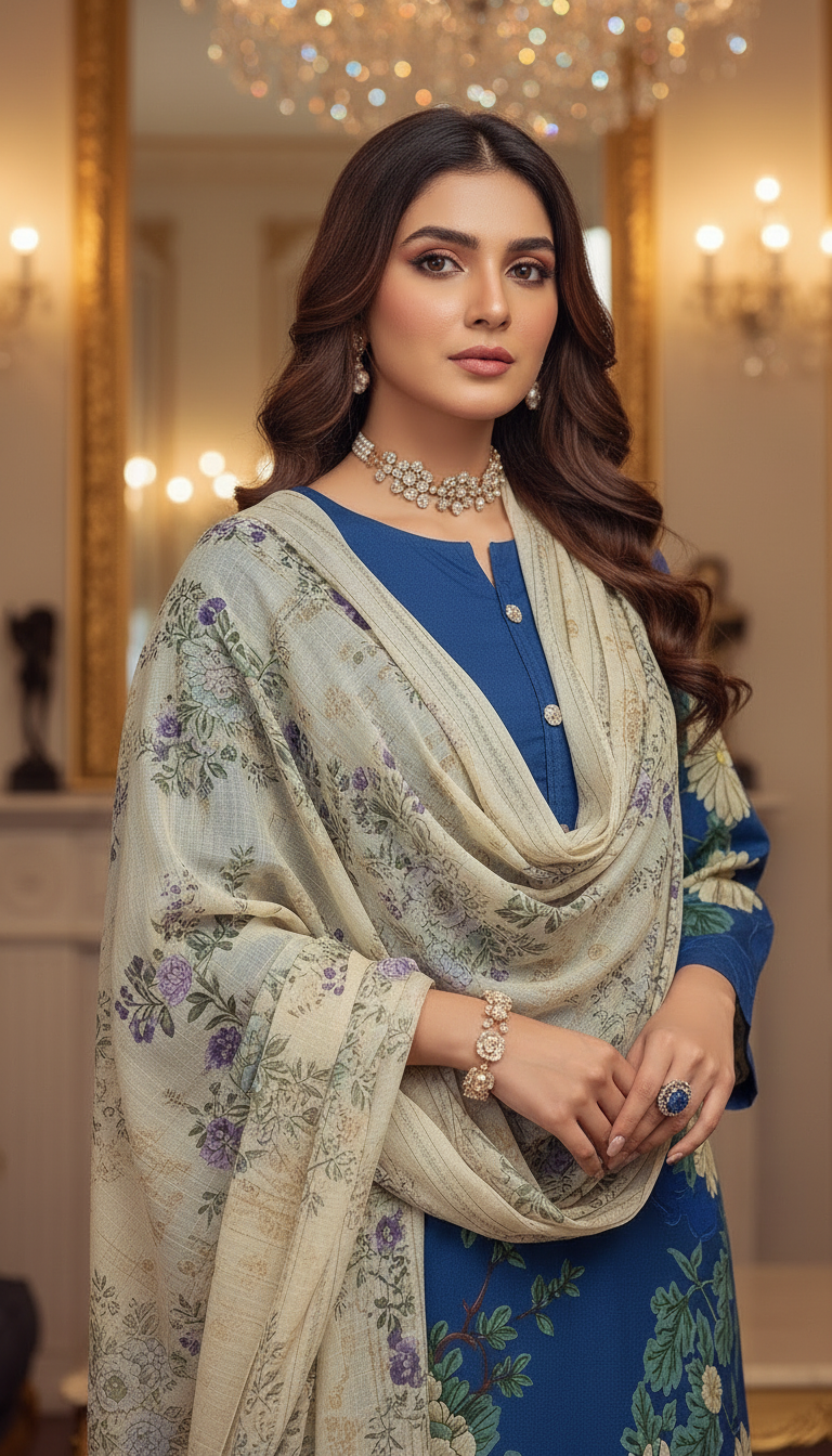 Blue Bahar Ready to Wear 3 Pcs Lawn Dress