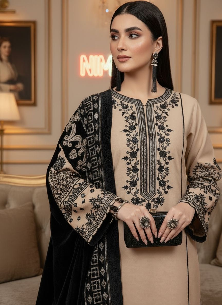 Hamaya Ready to Wear 3 Pcs Embroidered Dress