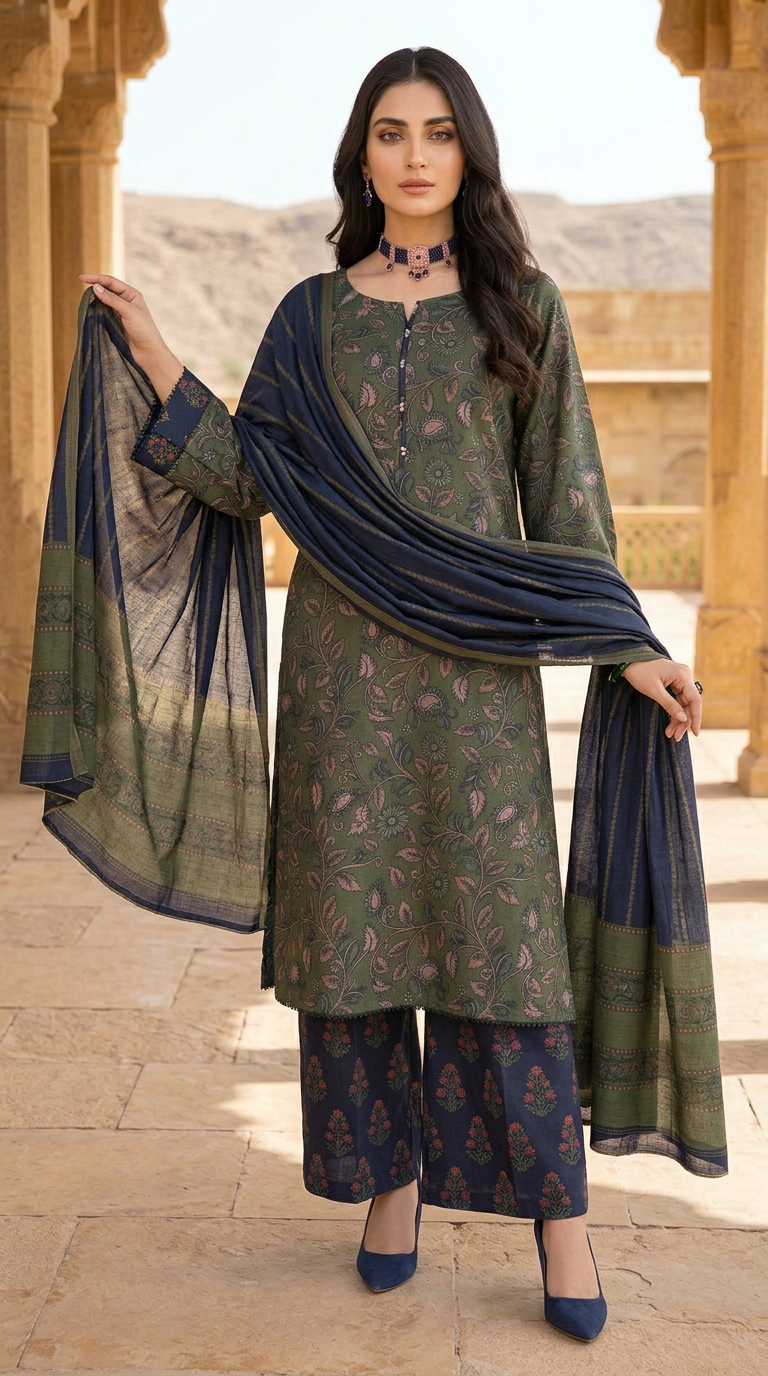 Anna Green Ready to Wear 3 Pcs Marina Dress with Shawl