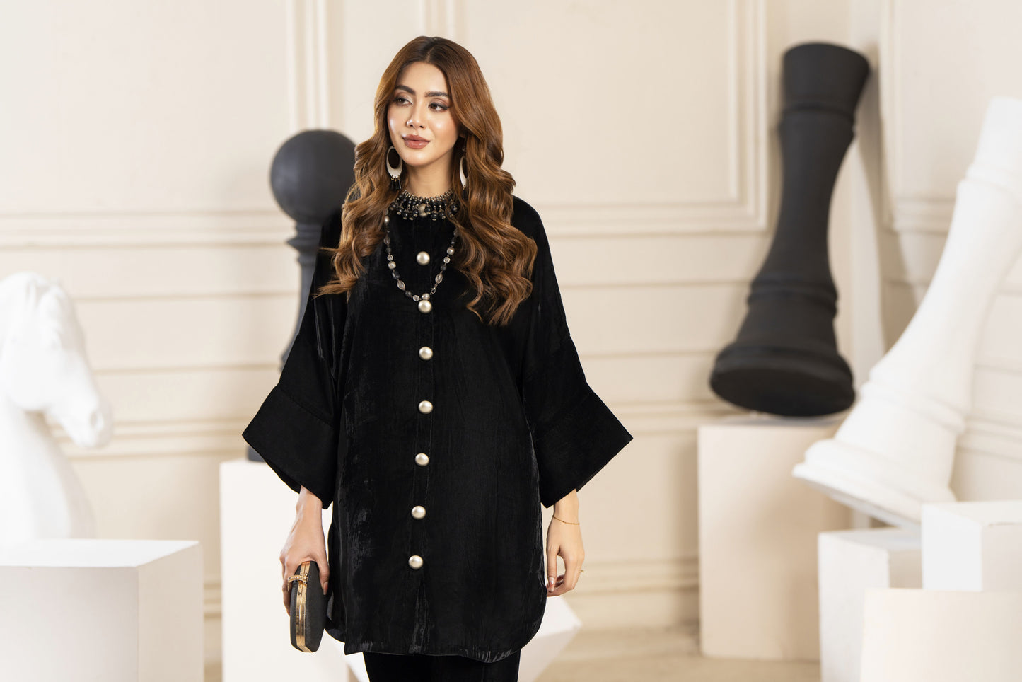 Lavish Legacy Black Ready to Wear Luxury Velvet 2 Pcs Dress