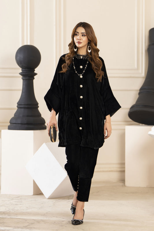 Lavish Legacy Black Ready to Wear Luxury Velvet 2 Pcs Dress