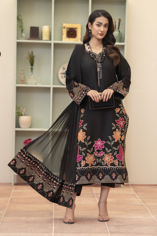 Peony Luxury Ready to Wear 3 Pcs Embroidered Dress