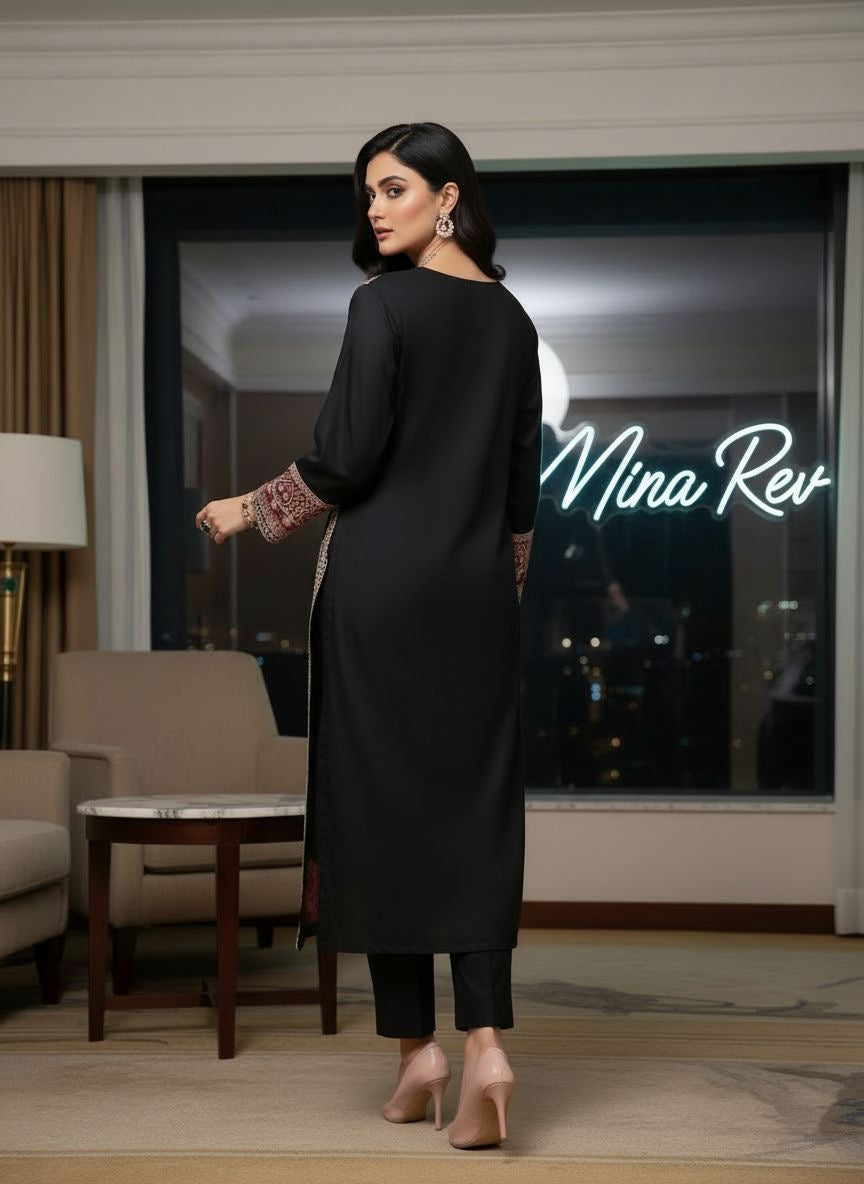 Savanah Ready to Wear Embroidered Kaftan Style 2 Pcs Viscose Dress