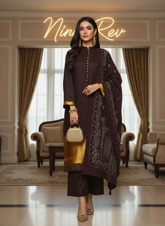 Rehmat Ready to Wear 3 Pcs Dress with Velvet Shawl