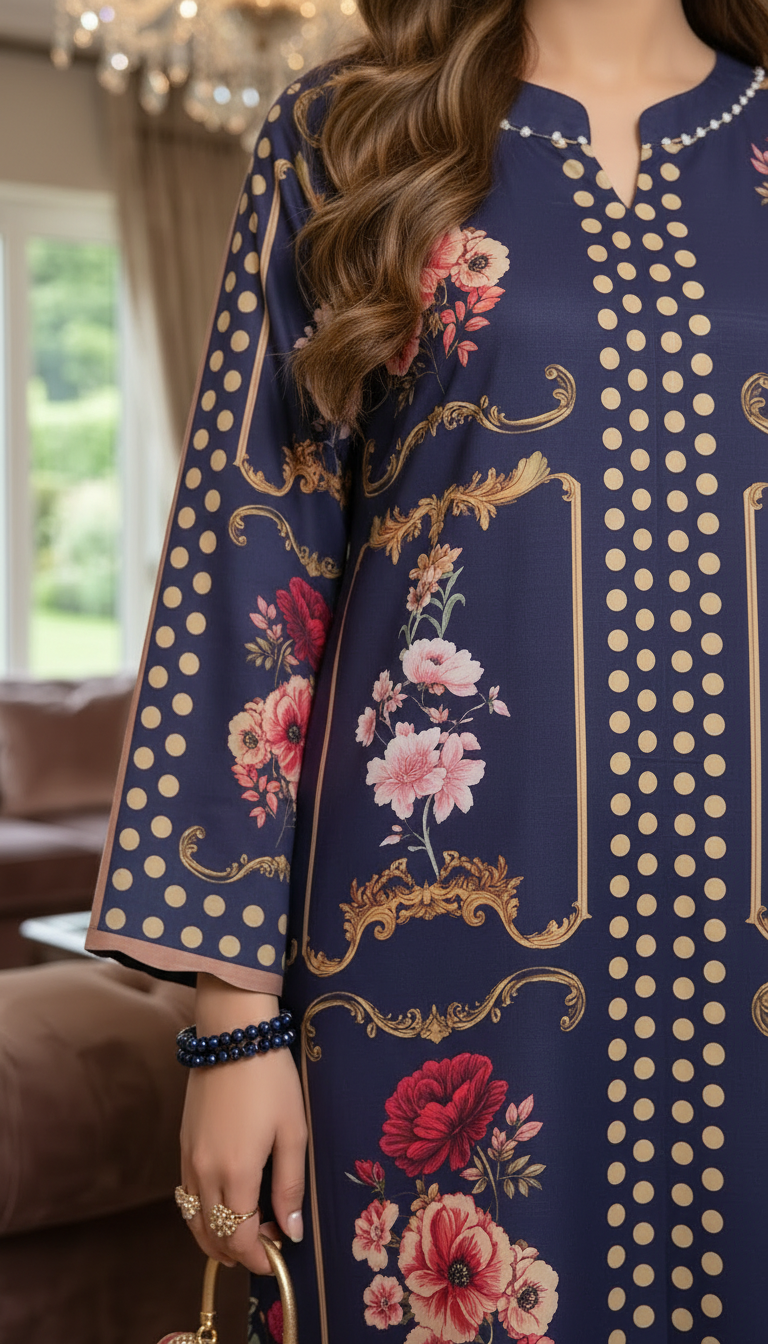 Luna Blue Ready to Wear 2 Pcs Printed Kaftan