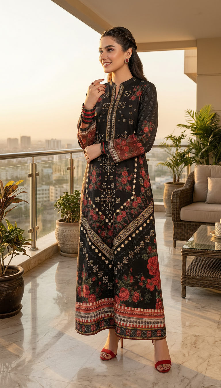 Albani Black Ready to Wear 2 Pcs Kaftan Dress