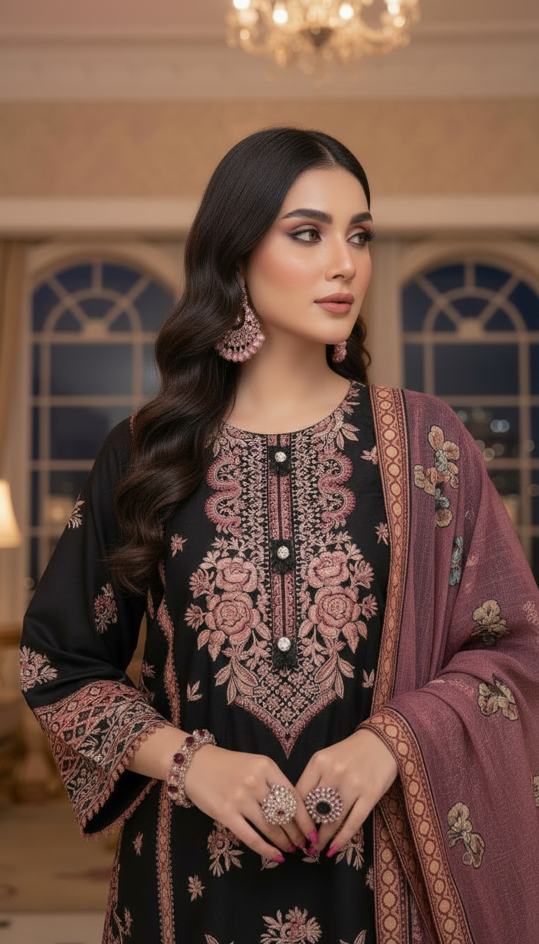 Ramla Fully Embroidered 3 Pcs Ready to Wear Dress