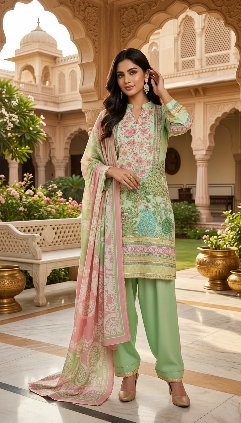 Sunila Ready to Wear 3 Pcs Lawn Dress with Pure Voile Dopatta