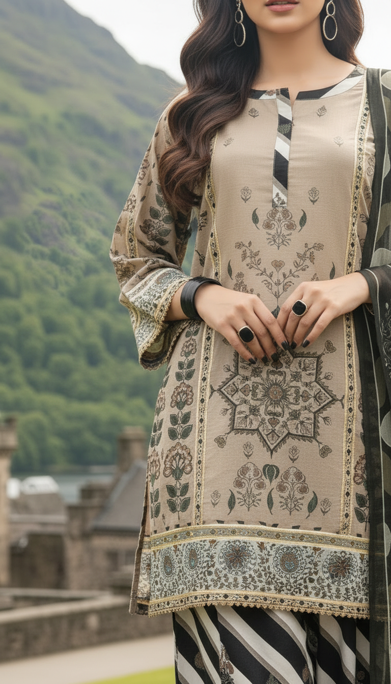 Bea Ready to Wear 3 Pcs Dress with Chiffon Dopatta