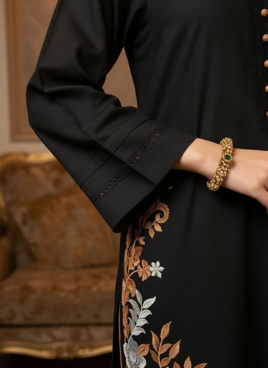 Black Coffee Ready to Wear 2 Pcs Embroidered Dress