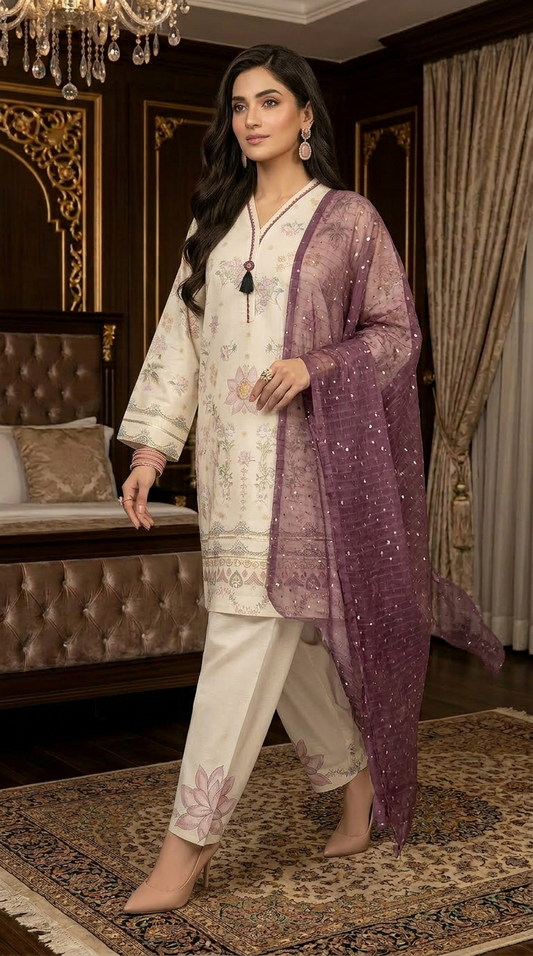 Zohra Ready to Wear 3 Pcs Cambric Dress