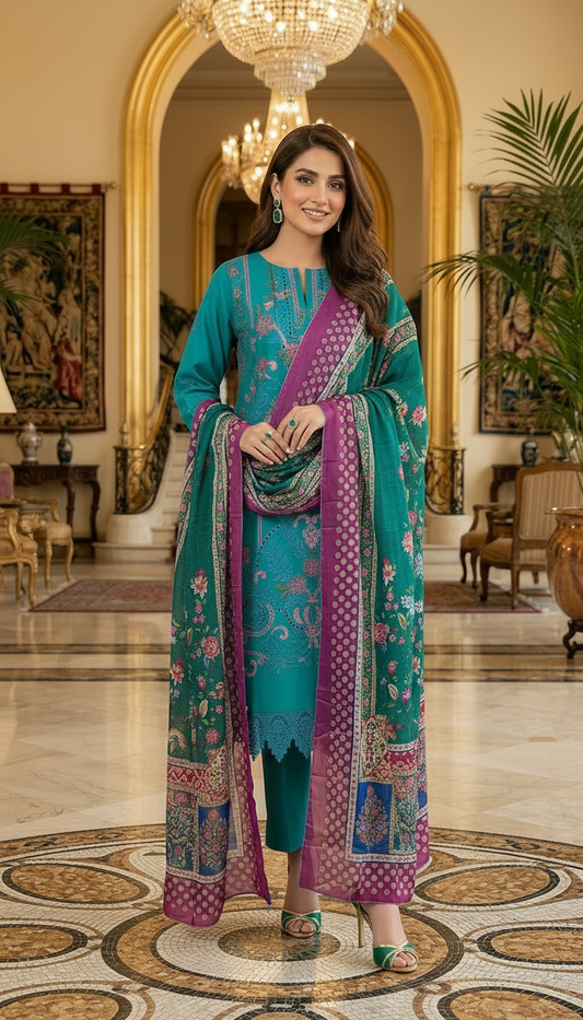 Falak Ferozi chikankari Ready to Wear Embroidered 3 Pcs Dress