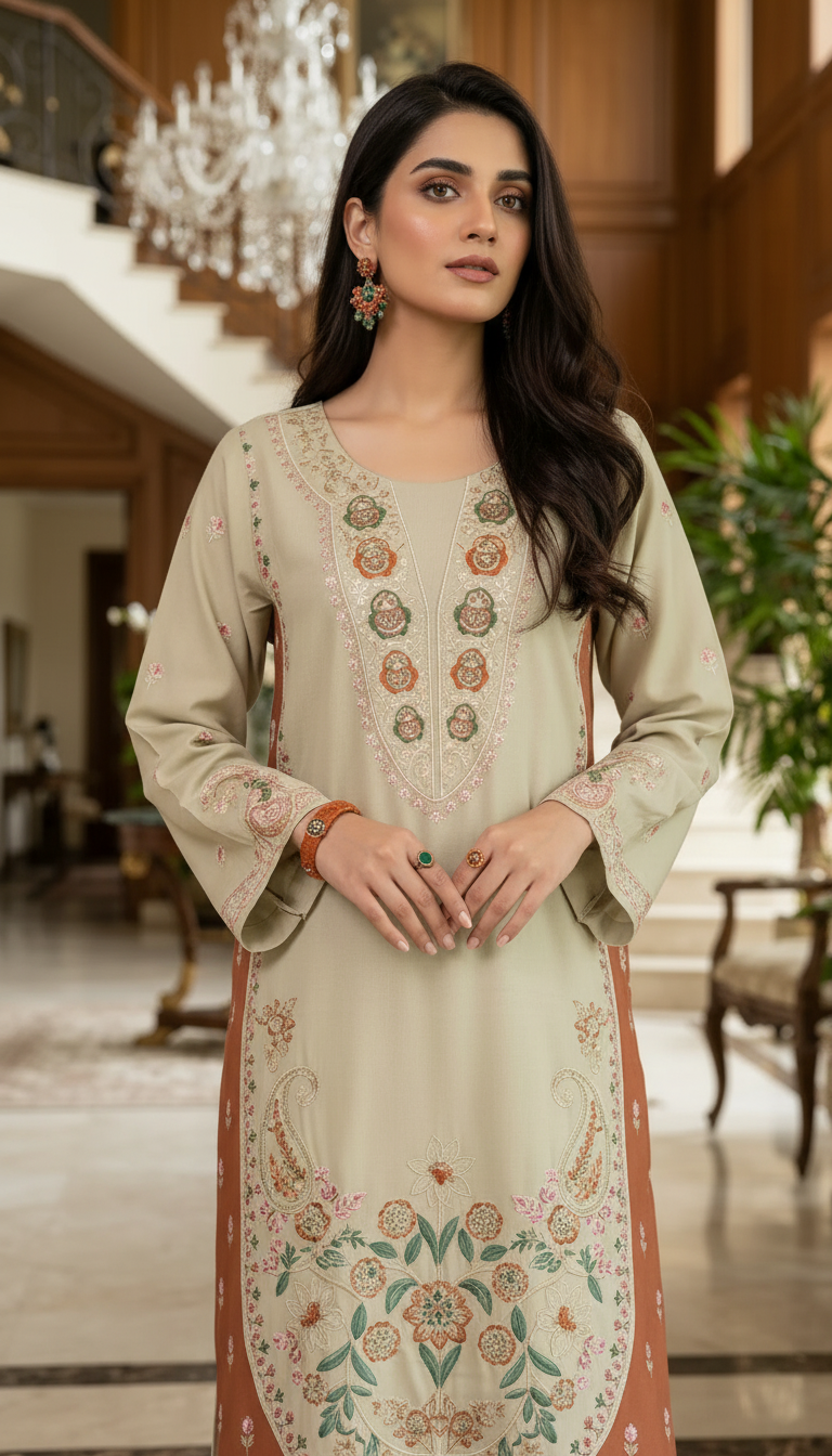 Dacia Fully Embroidered 2 Pcs Dress
