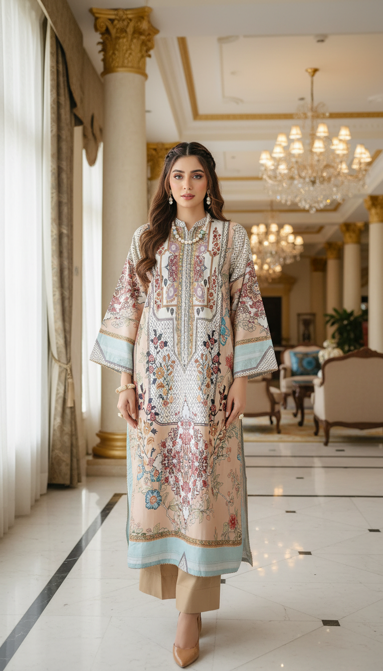 Ryna Ready to Wear 2 Pcs Viscose Kaftan Dress