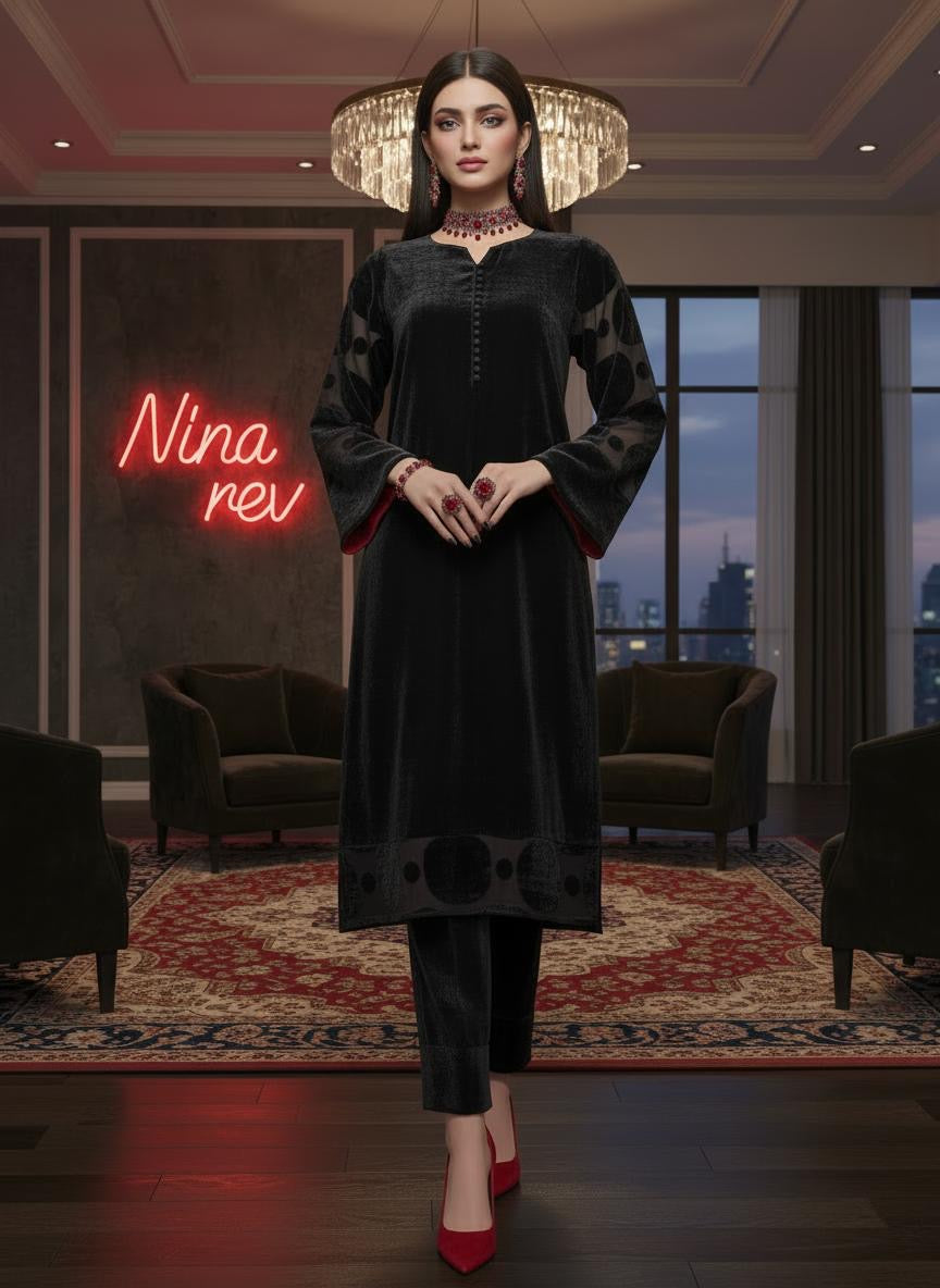 Virsa Black Velvet co ord Set