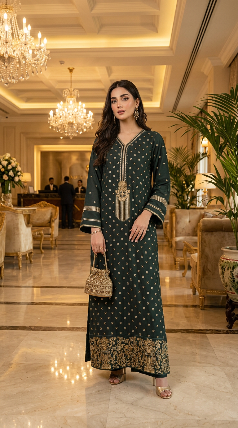Greniya Fully Embroidered 2 Pcs Kaftan Dress