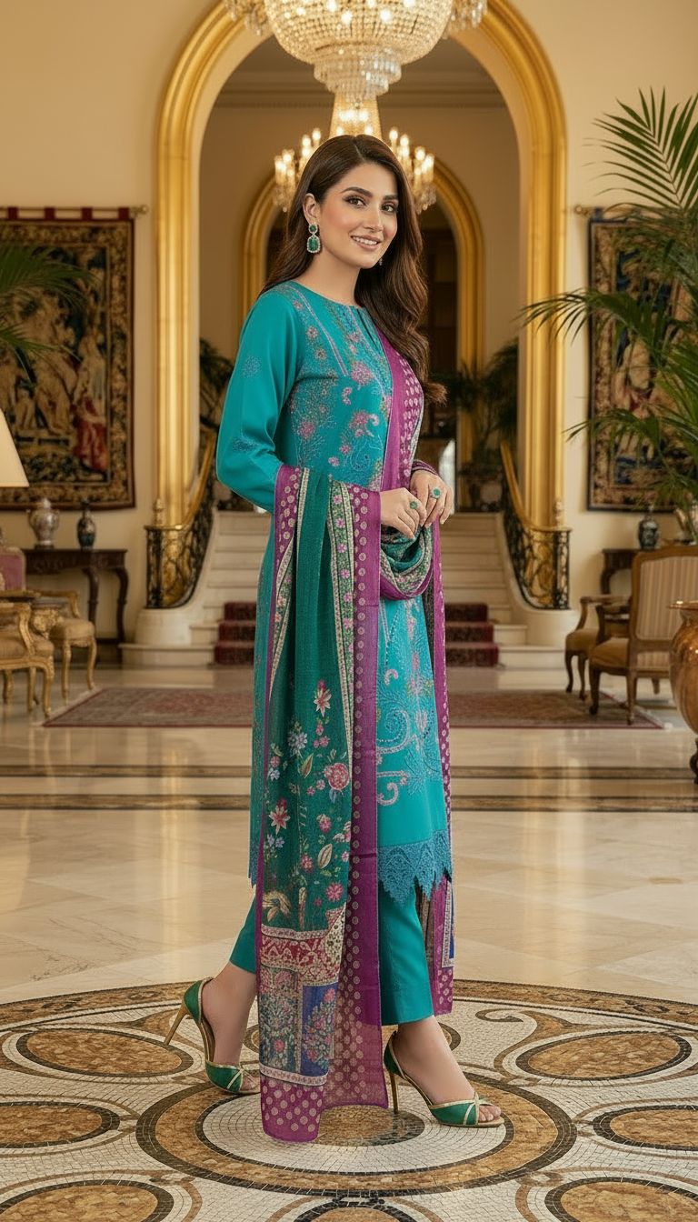 Falak Ferozi chikankari Ready to Wear Embroidered 3 Pcs Dress