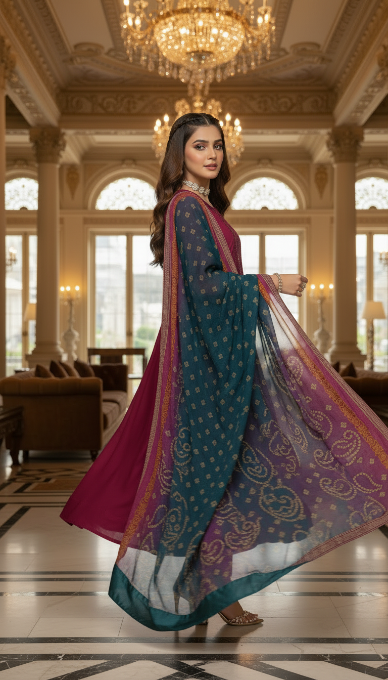 Tabeer Red Ready to Wear 3 Pcs Embroidered Dress