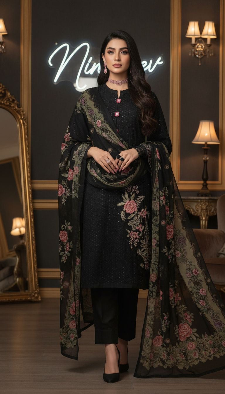 Kirmizi Ready to Wear 3 Pcs Fully embroidered Dress