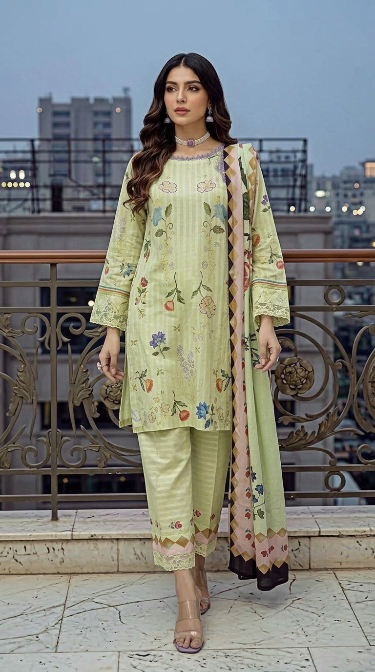 Kalsom Ready to Wear 3 Pcs Cotton Dress