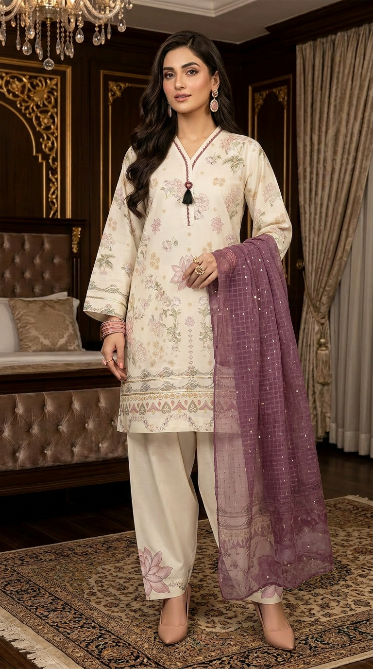Zohra Ready to Wear 3 Pcs Cambric Dress