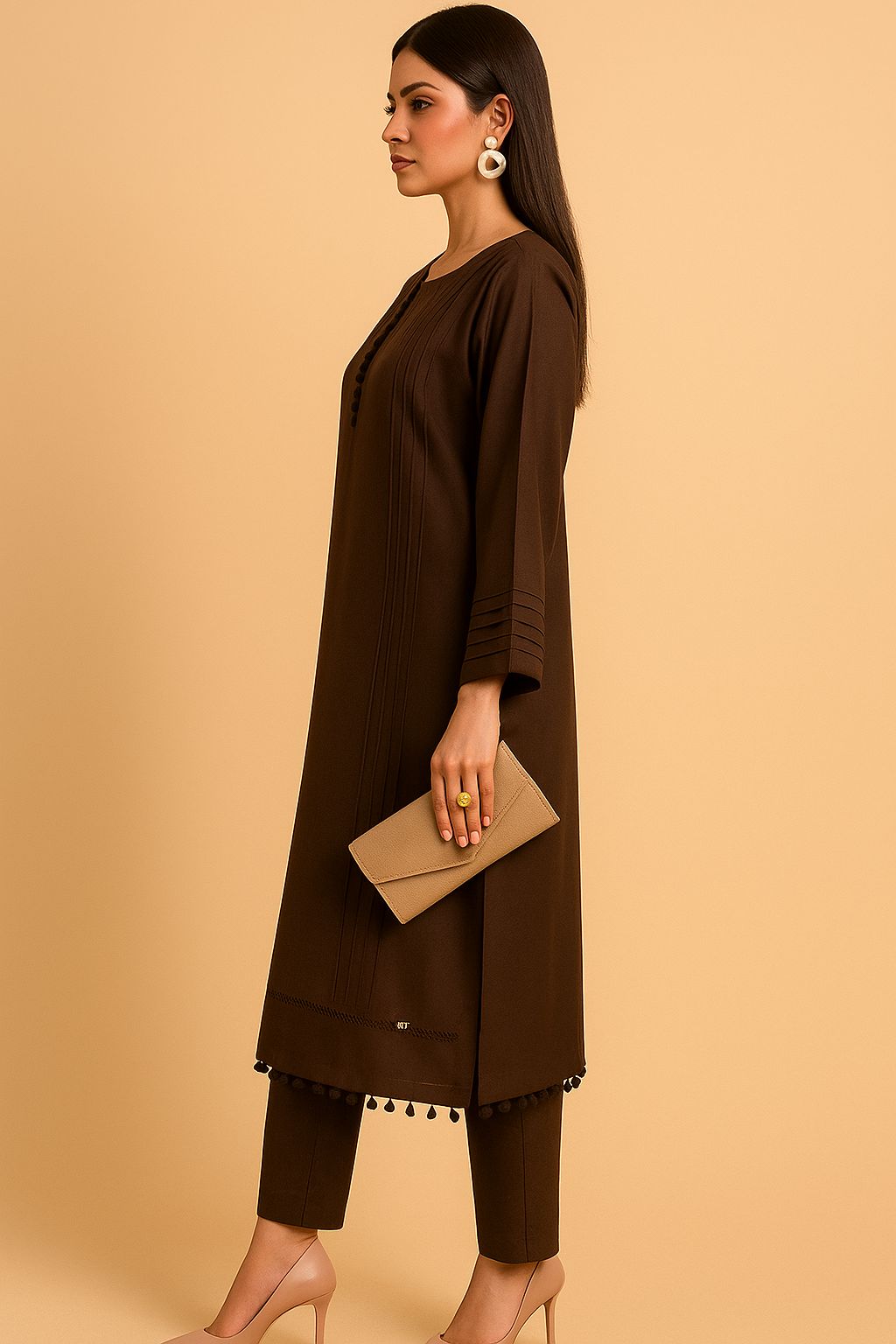 Brown Palachi Ready to Wear 3 Pcs Dress