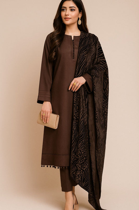 Brown Palachi Ready to Wear 3 Pcs Dress