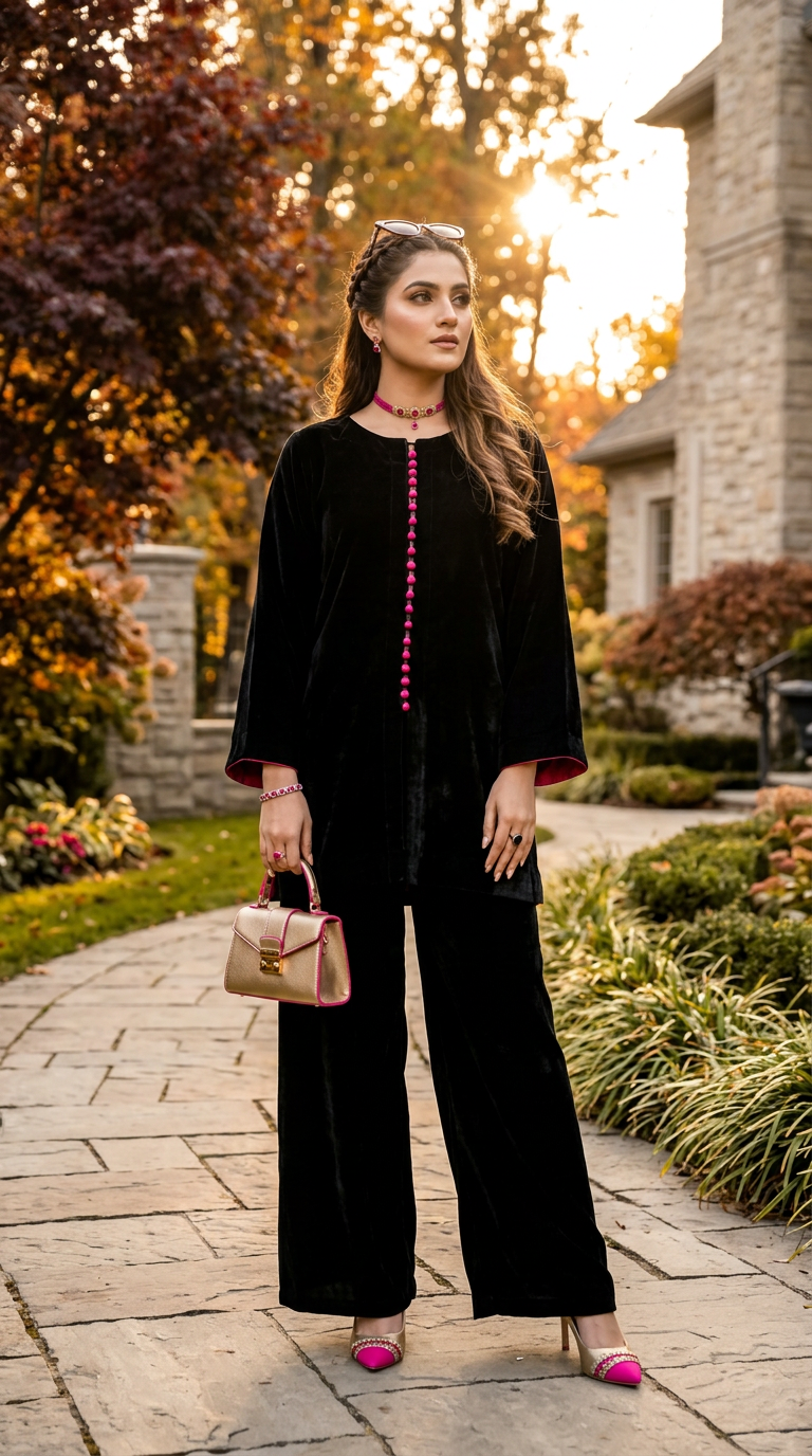 Kate Black Velvet Co ord Set
