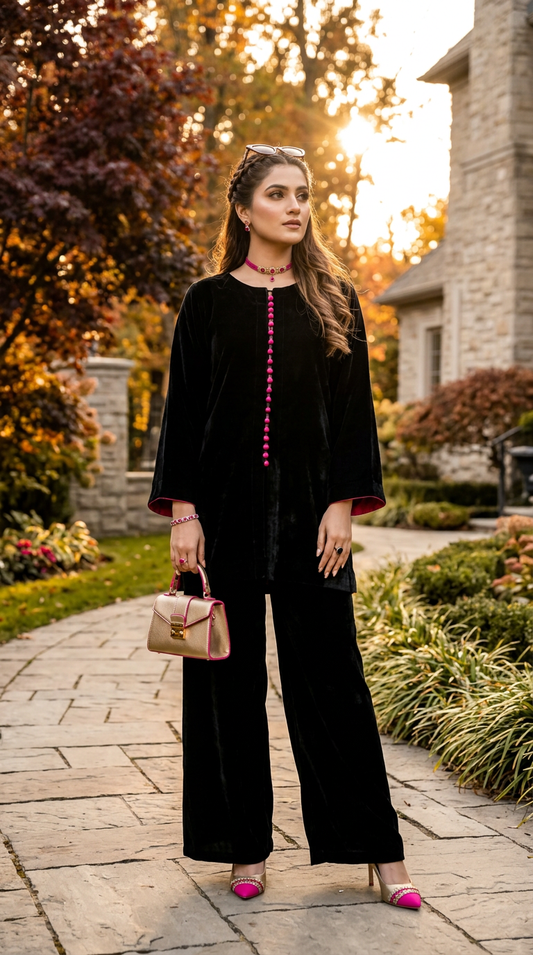 Kate Black Velvet Co ord Set