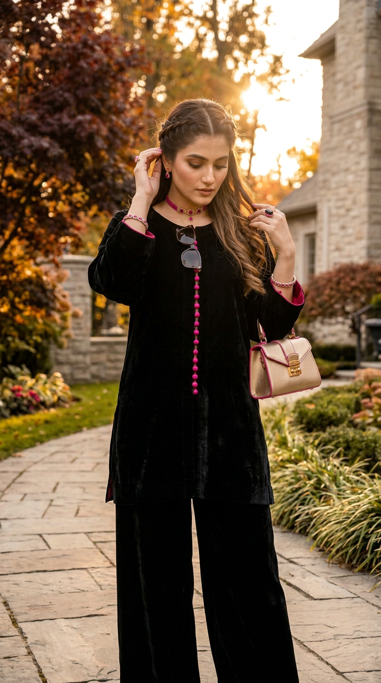Kate Black Velvet Co ord Set