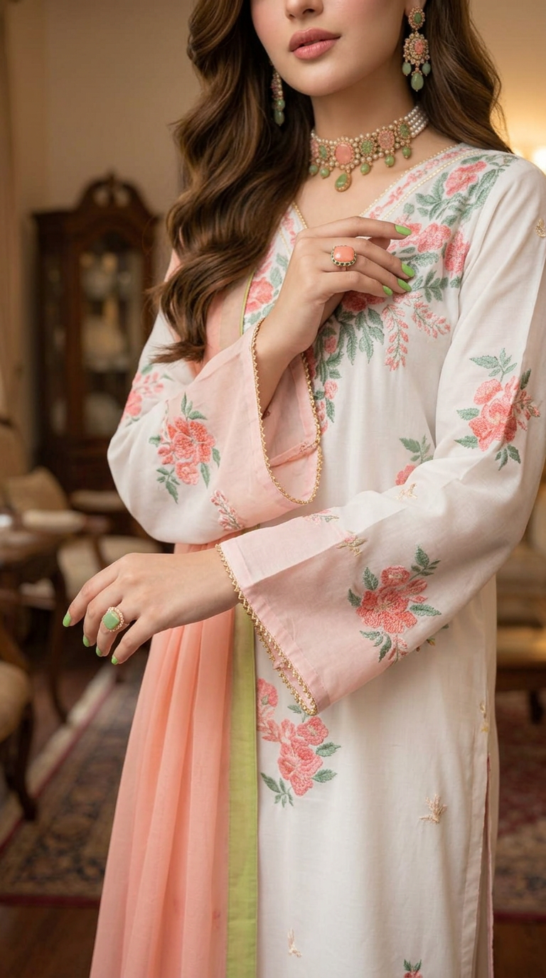 Inayat Ready to Wear 3 Pcs Embroidered Linen Dress