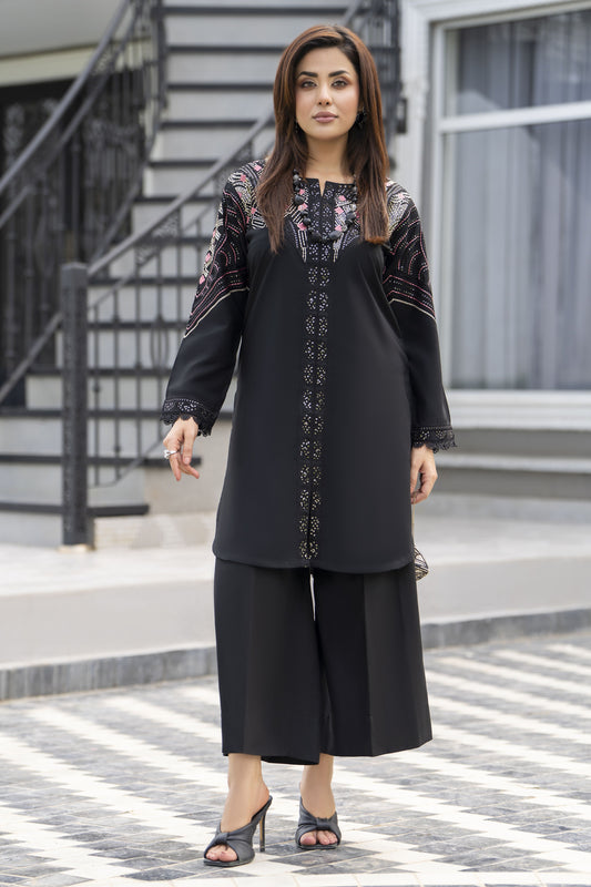 Black Pearl Ready to Wear 2 Pcs Embroidered Dress