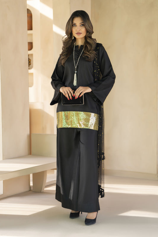 Gold Glamour Ready to Wear 3 Pcs Embroidered Dress