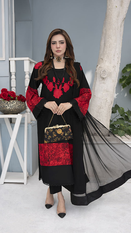 Ramena Ready to  Wear 3 Pcs Embroidered Dress