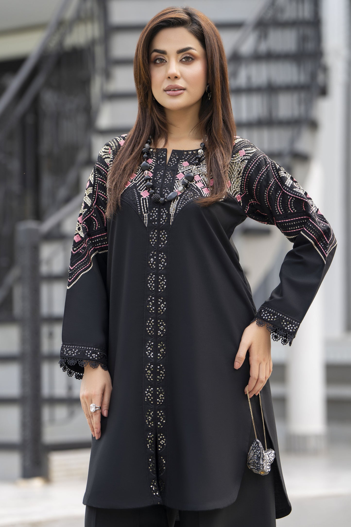Black Pearl Ready to Wear 2 Pcs Embroidered Dress