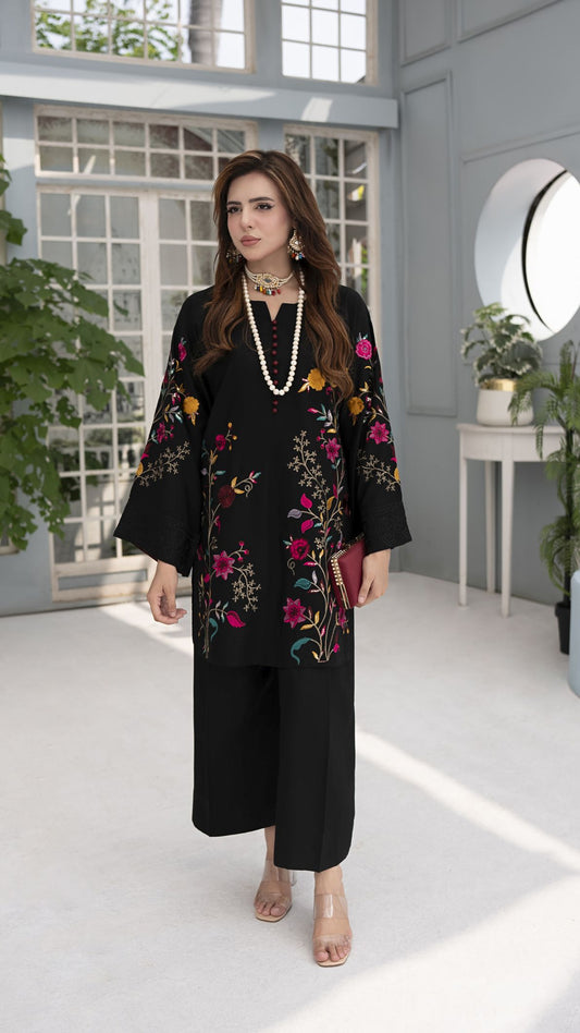 Black Garden Ready to Wear 2 Pcs Embroidered Dress