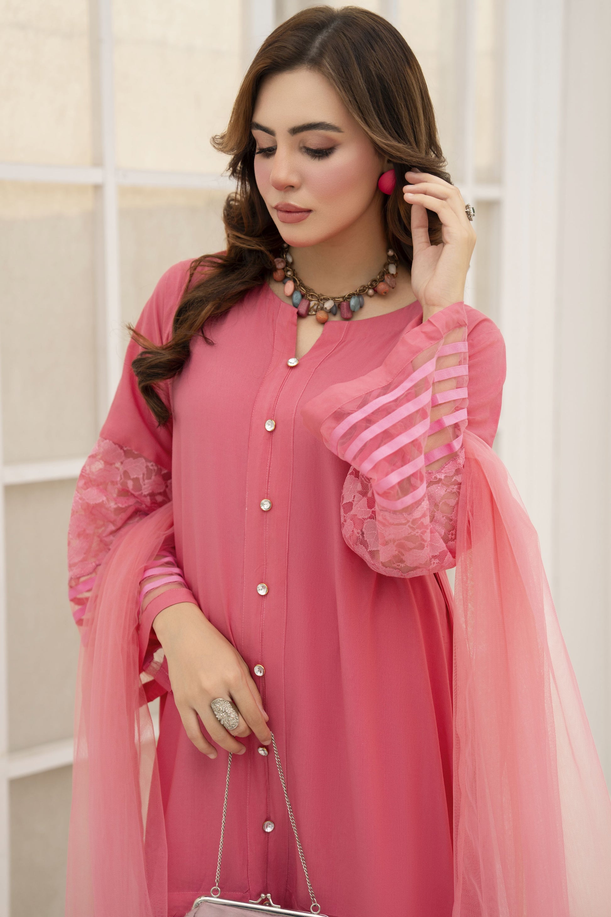 saba pink dress Rose Pink Knit Long Sleeve Mini Nara Dress XXL