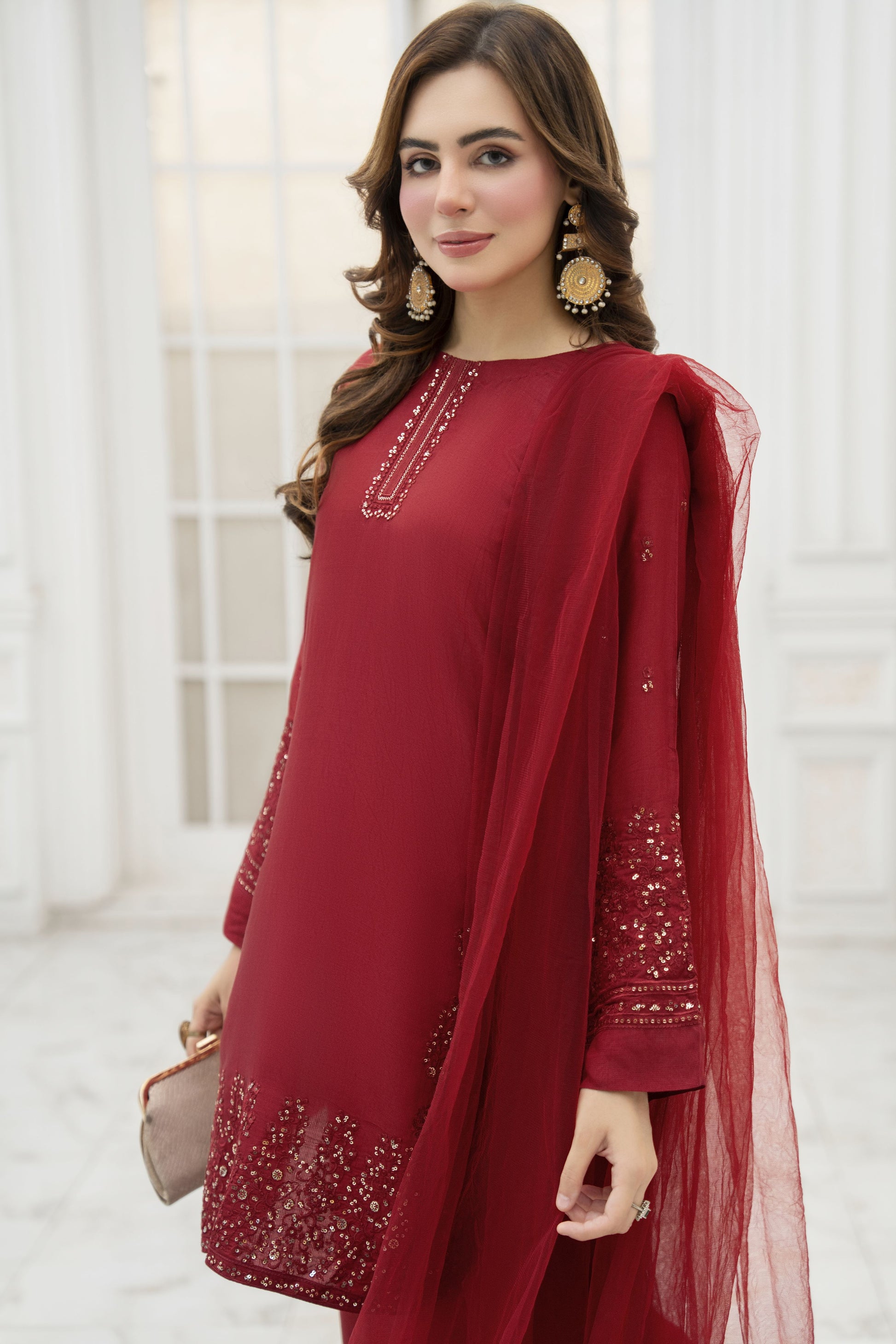 raw silk embroidery dresses Maya S-07 Embroidered Raw Silk Dress by Shagna