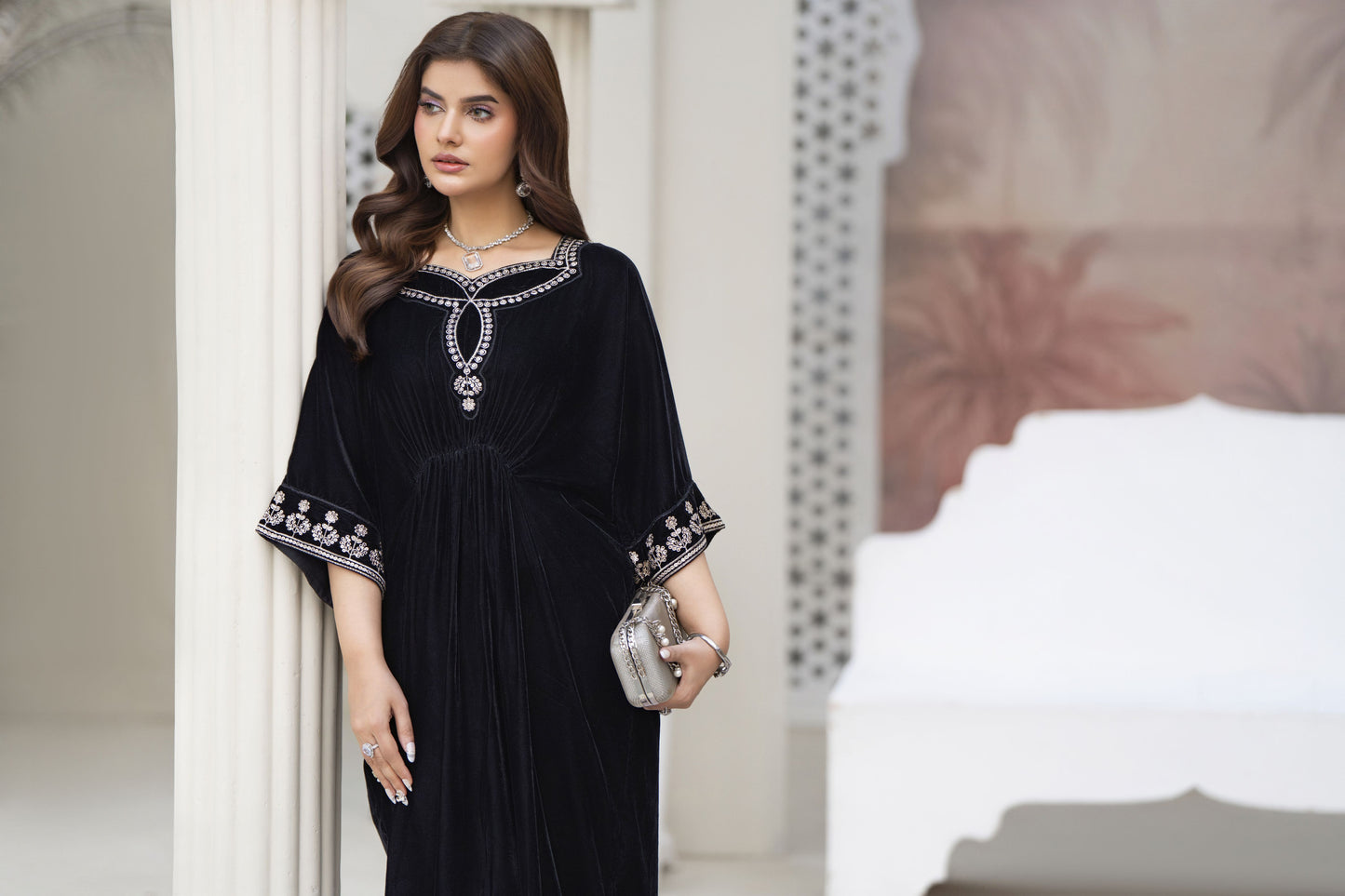 Bera Ready to wear 2 Pcs  Velvet Embroidered Kaftan